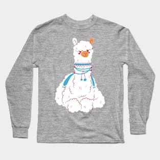 Cute Llama Sitting and Smiling! Long Sleeve T-Shirt